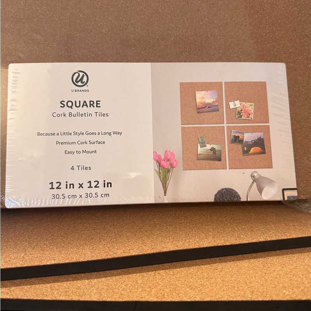 U Brands Square Cork Bulletin Tiles (6)